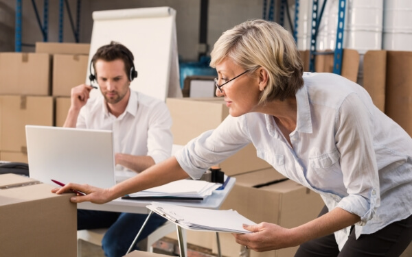 A team working in a warehouse