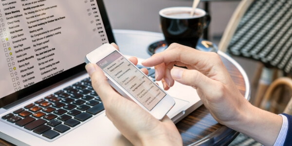 Person scrolling through their emails