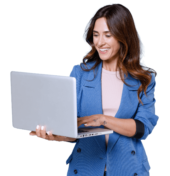 A woman working on a laptop